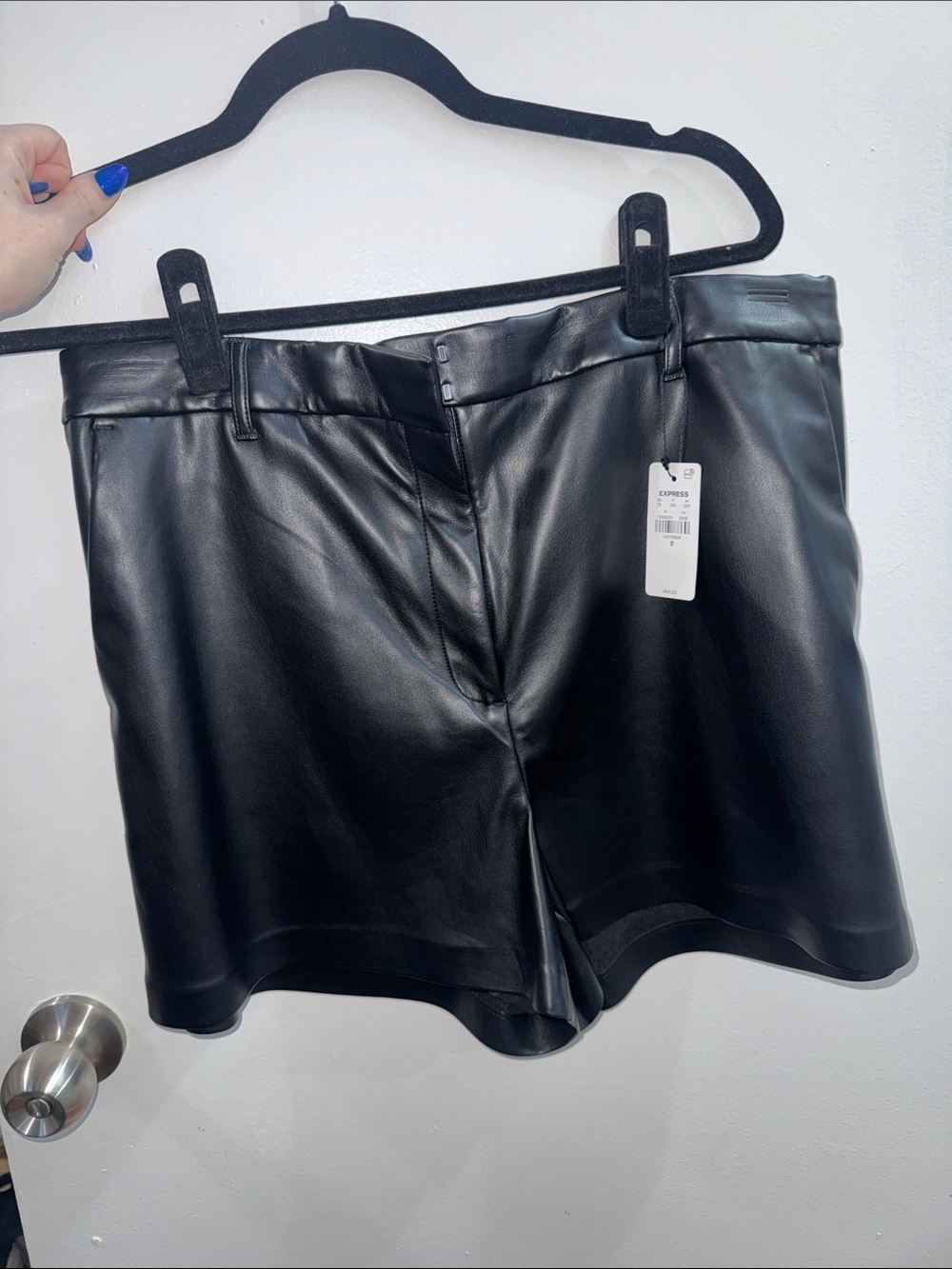 Express Black Faux Leather High-Rise Shorts